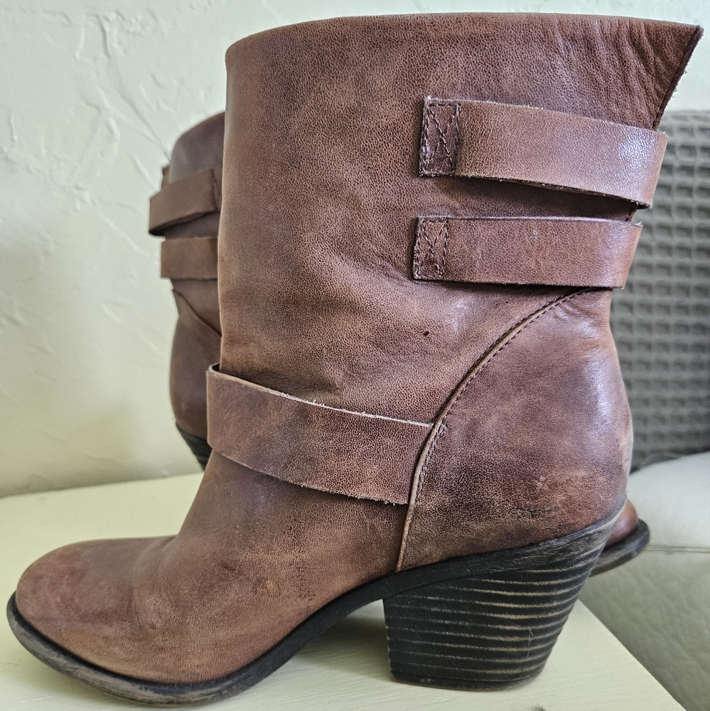 Lucky Brand Brown Leather Ankle Boots Size 10 - Picture 7 of 9